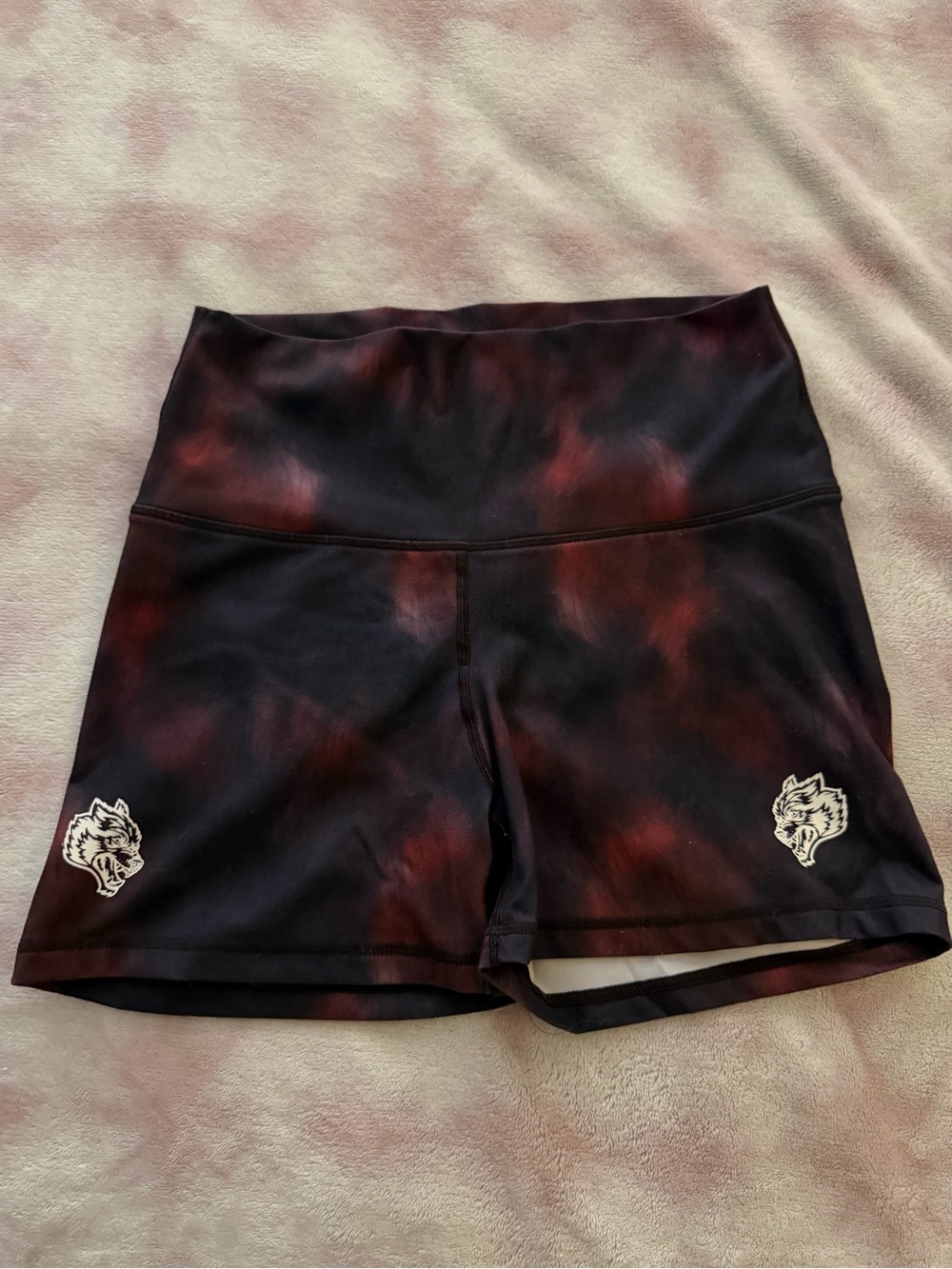 Darc Sport Black and Red Tie-Dye High-Waist Athletic Shorts